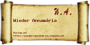 Wieder Annamária névjegykártya